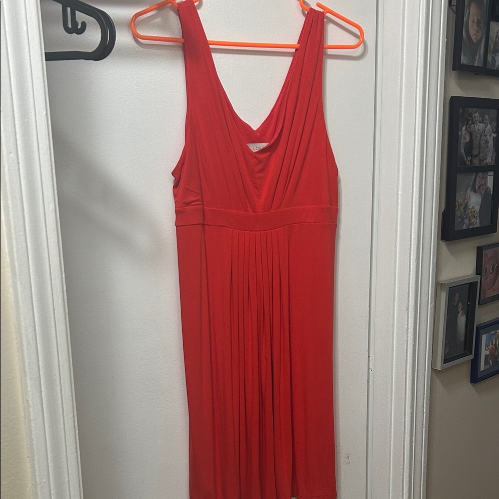 LOFT Red Ruched Empire Waist Midi Sundress